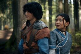 Avatar: The Last Airbender. (L to R) Sebastian Amoruso as Jet, Kiawentiio as Katara in season 1 of Avatar: The Last Airbender. Cr. Robert Falconer/Netflix © 2024