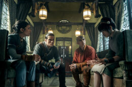 Avatar: The Last Airbender. (L to R) Kiawentiio Tarbell as Katara, Ian Ousley as Sokka, Gordan Cormier as Aang, Miya Cech as Toph in season 2 of Avatar: The Last Airbender. Cr. Katie Yu/Netflix © 2025